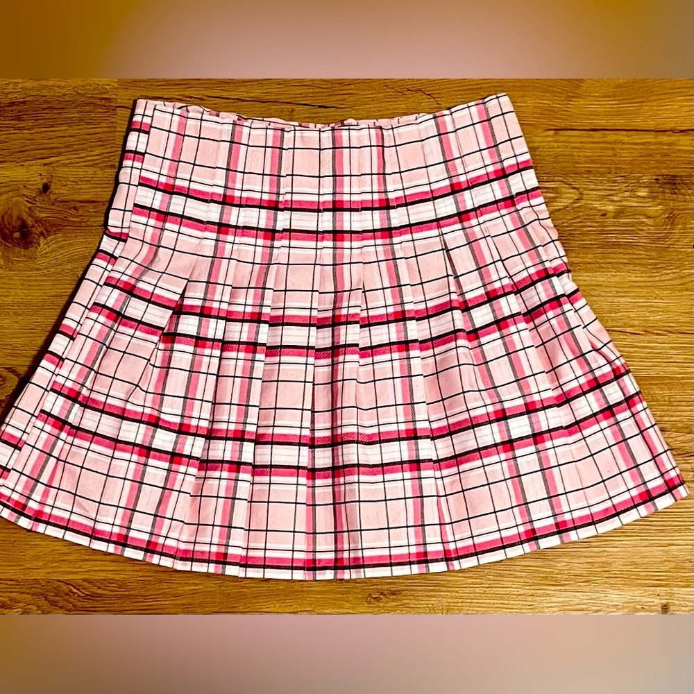 No Boundaries Plaid Pink Skirt